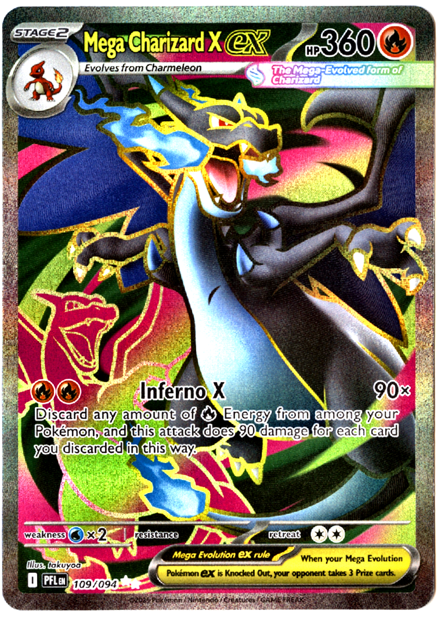 Mega Charizard X ex - 109 - Phantasmal Flames - Near Mint — front