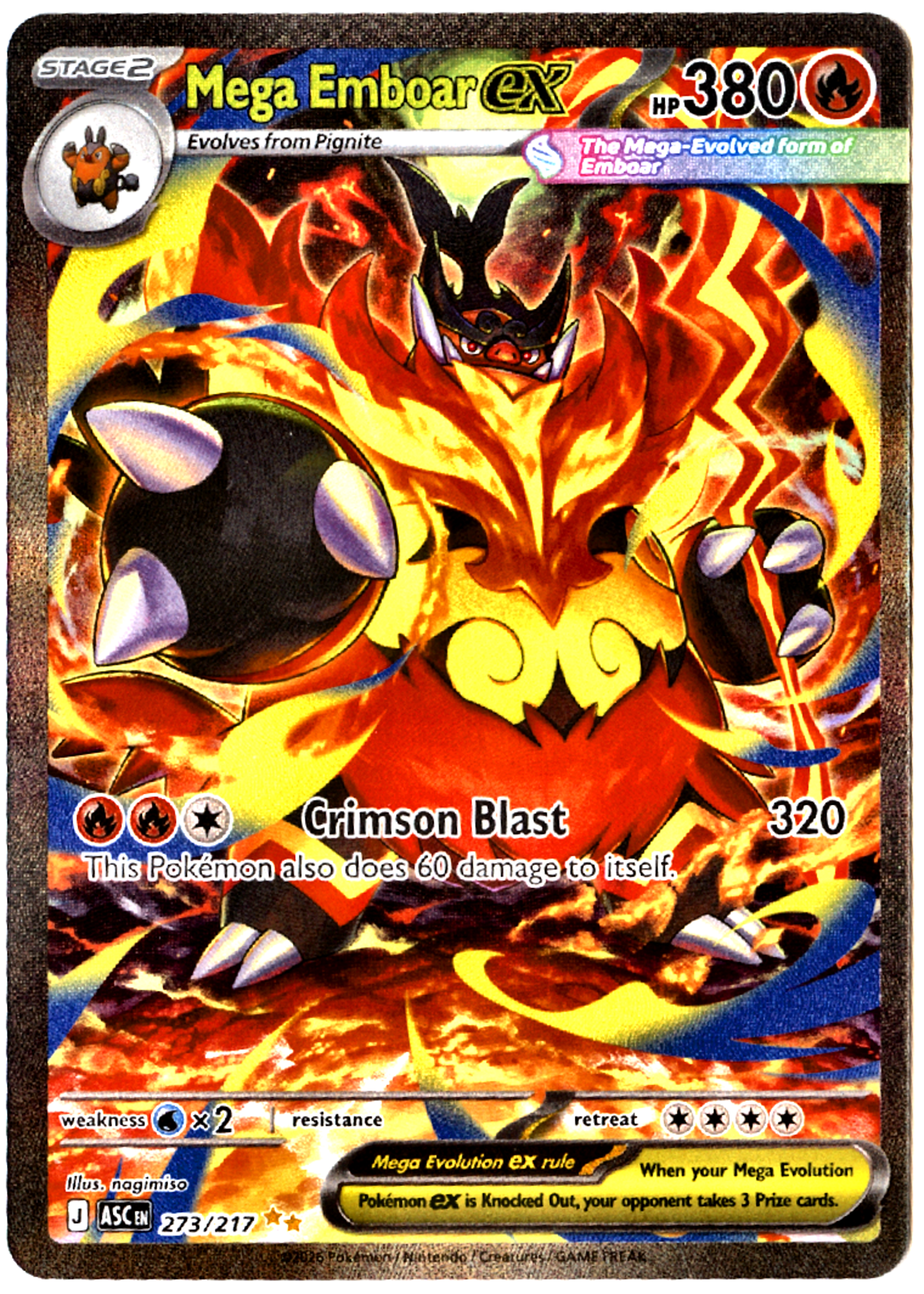 Mega Emboar ex - 273 - Ascended Heroes - Near Mint — front