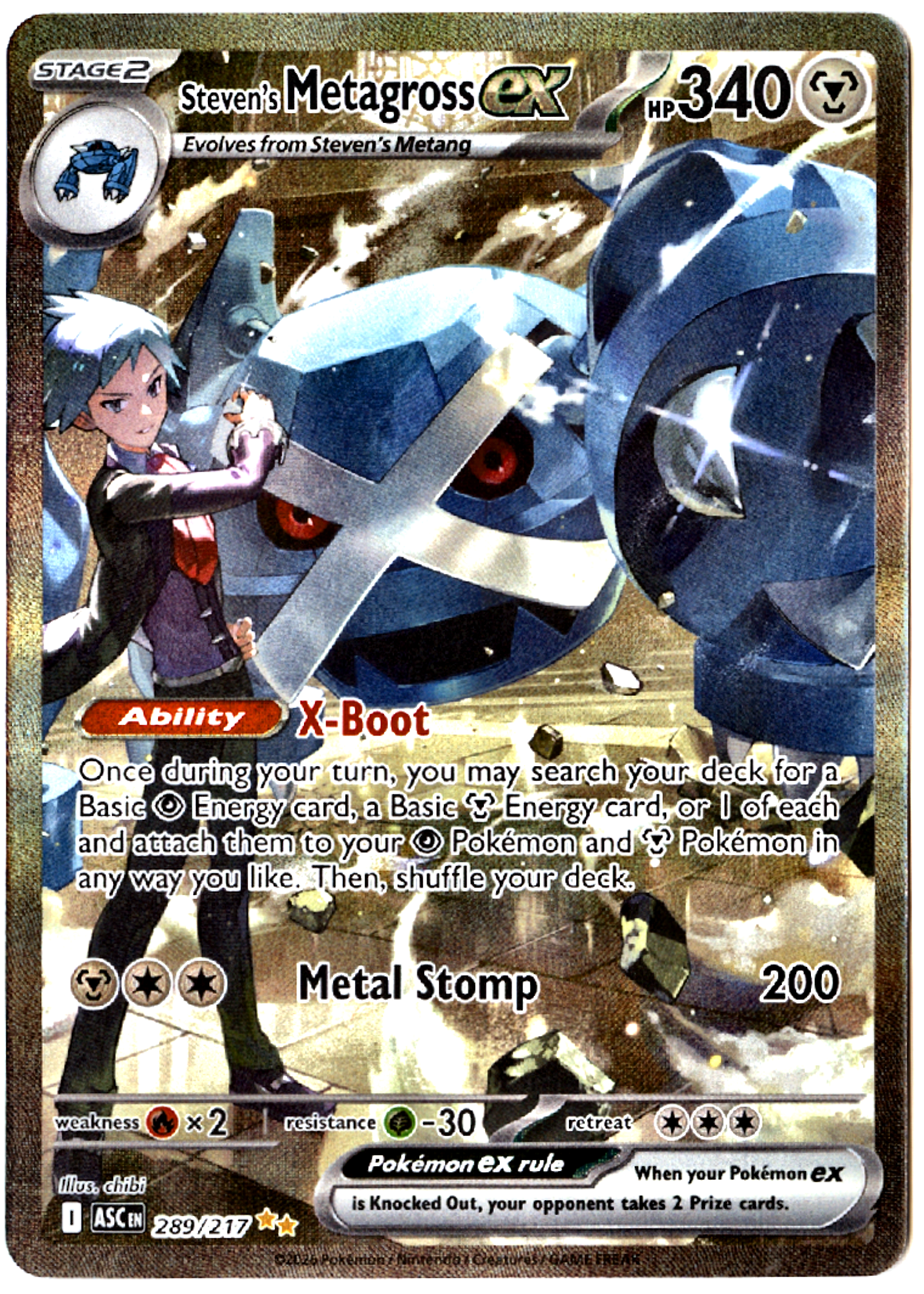 Steven's Metagross ex - 289 - Ascended Heroes - Near Mint — front
