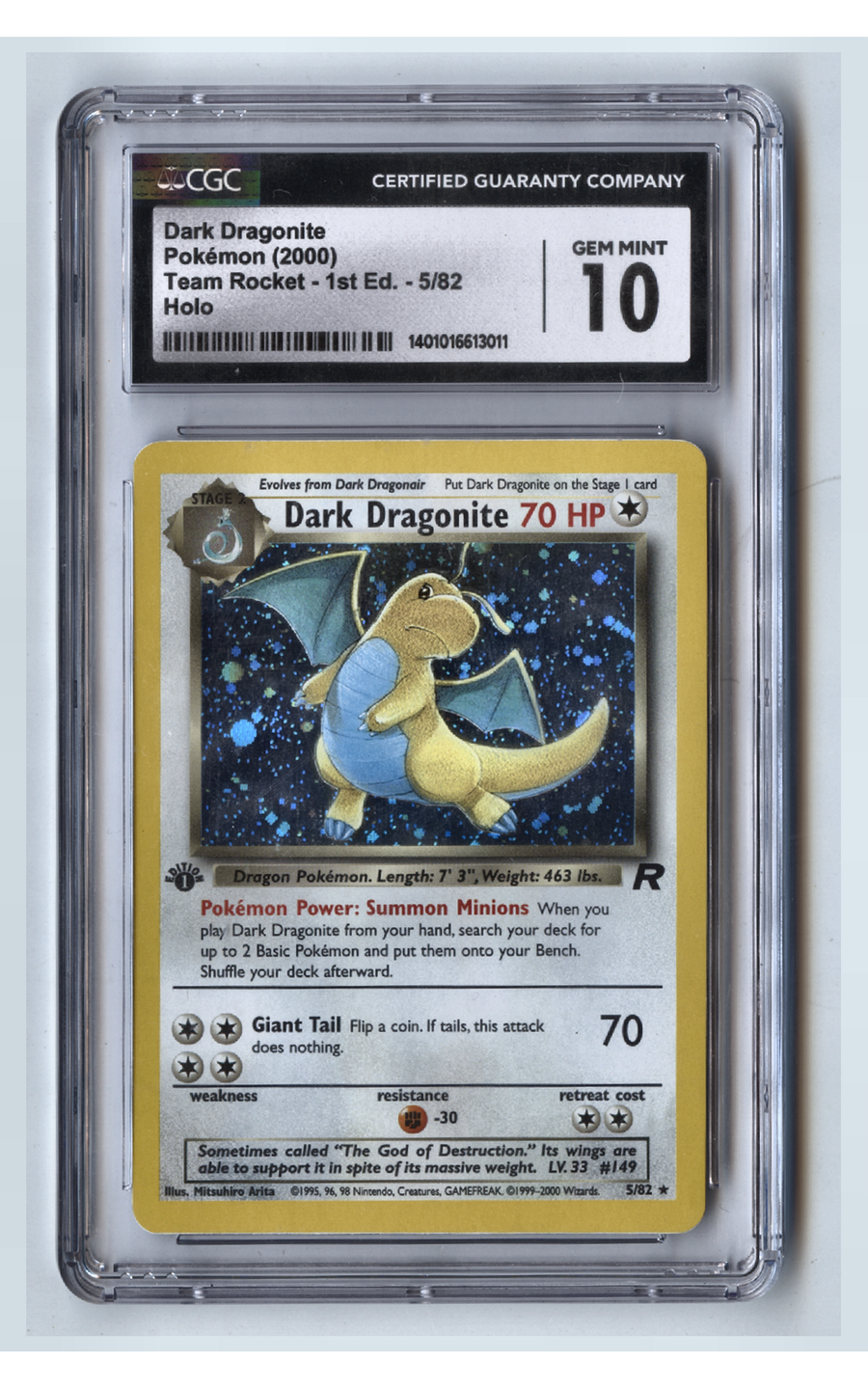 Dark Dragonite - CGC 10 - Team Rocket · 1st Edition Holo, front