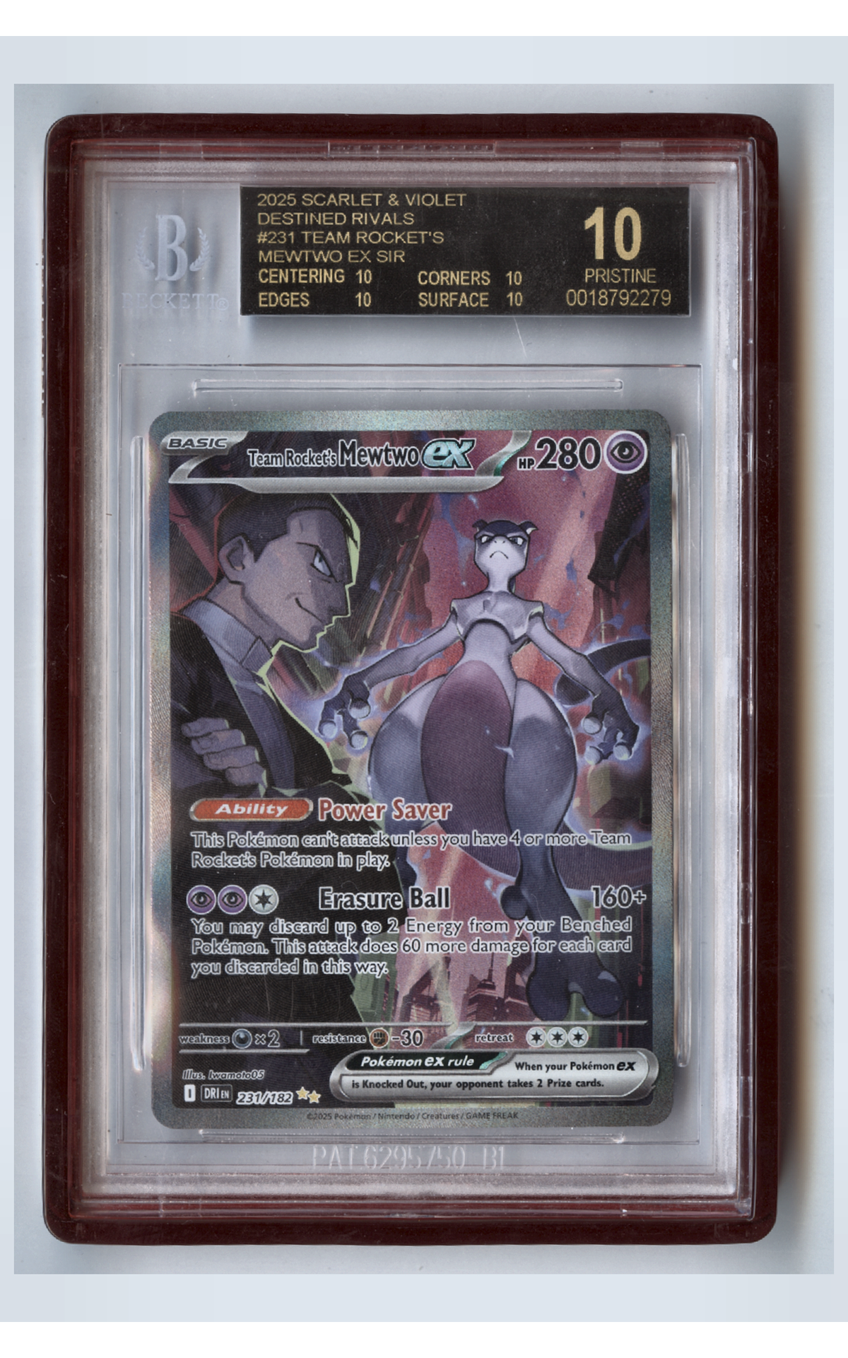Team Rocket's Mewtwo EX - BGS 10 Black Label - Destined Rivals, front