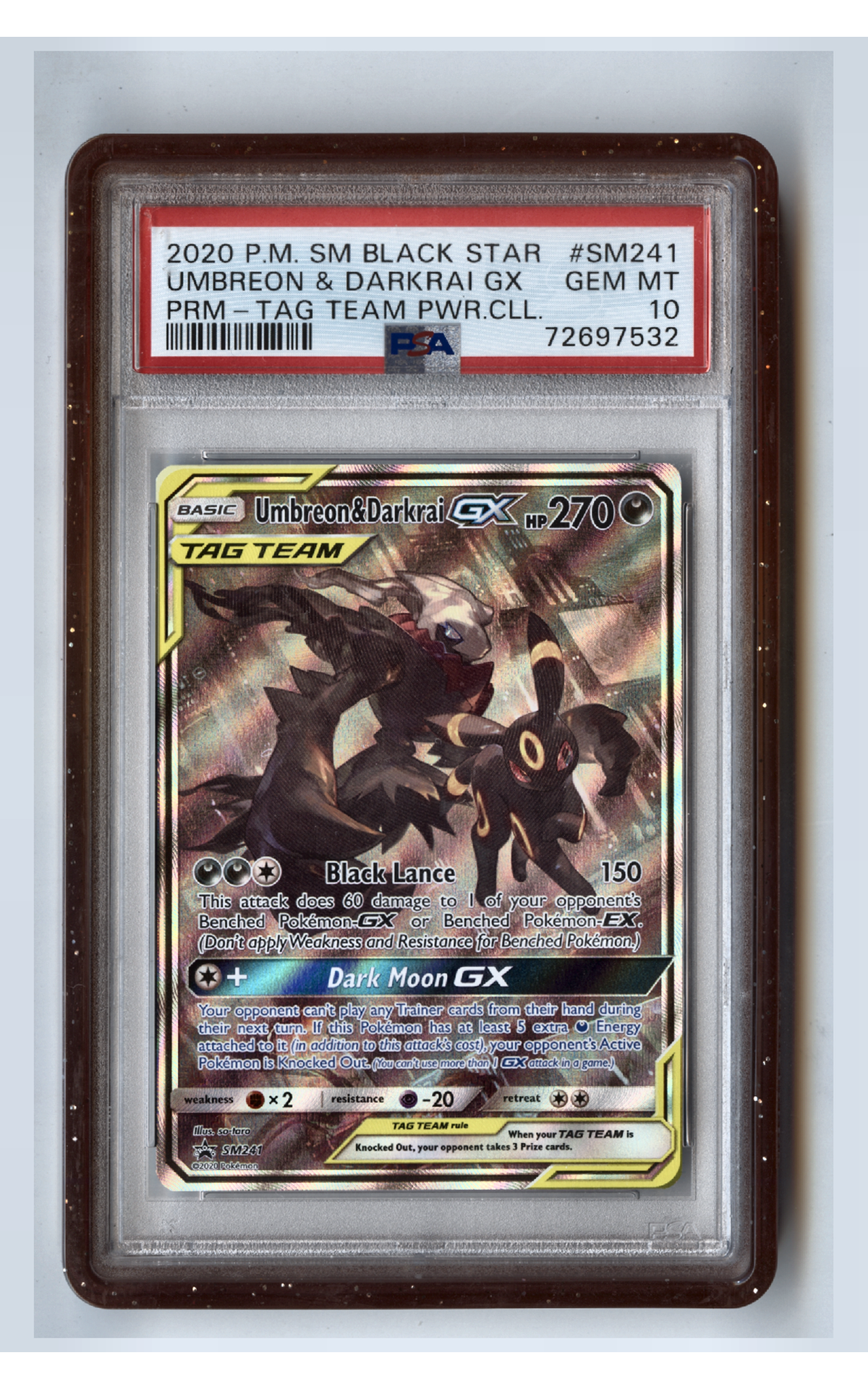 Umbreon & Darkrai GX - PSA 10 - Black Star Promo, front
