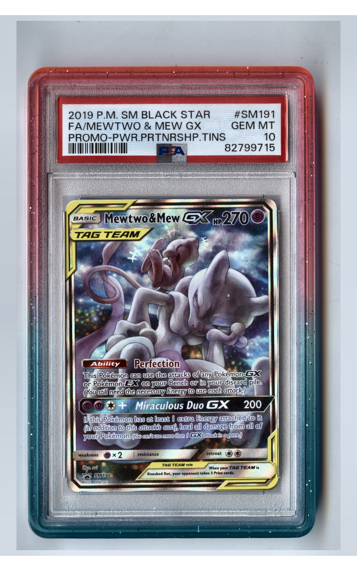 Mewtwo & Mew GX - PSA 10 - SM Black Star Promos, front