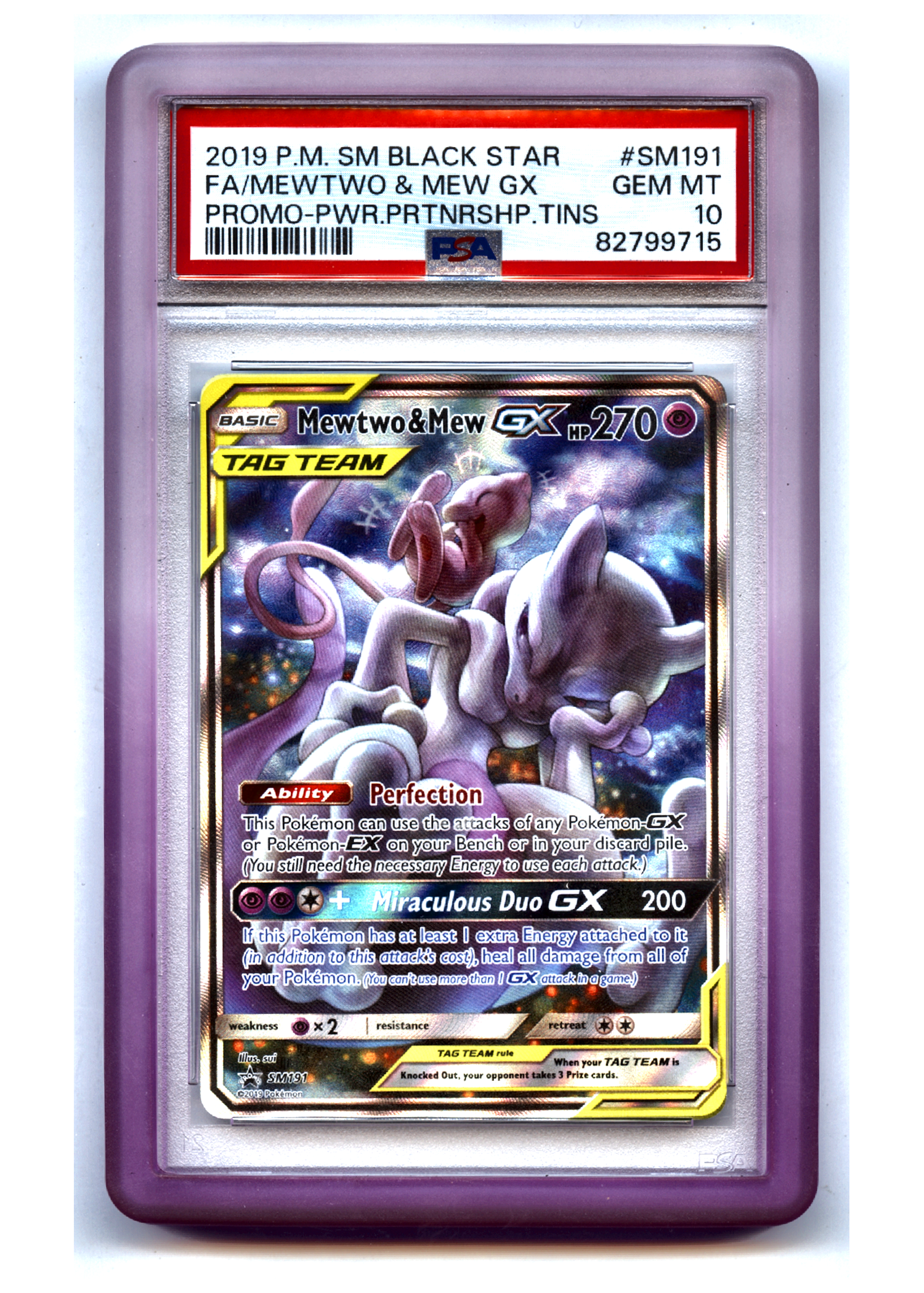Mewtwo & Mew-GX - PSA 10 - SM Black Star Promos — front