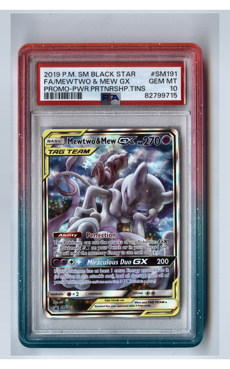 Mewtwo & Mew GX - PSA 10 - SM Black Star Promos, front