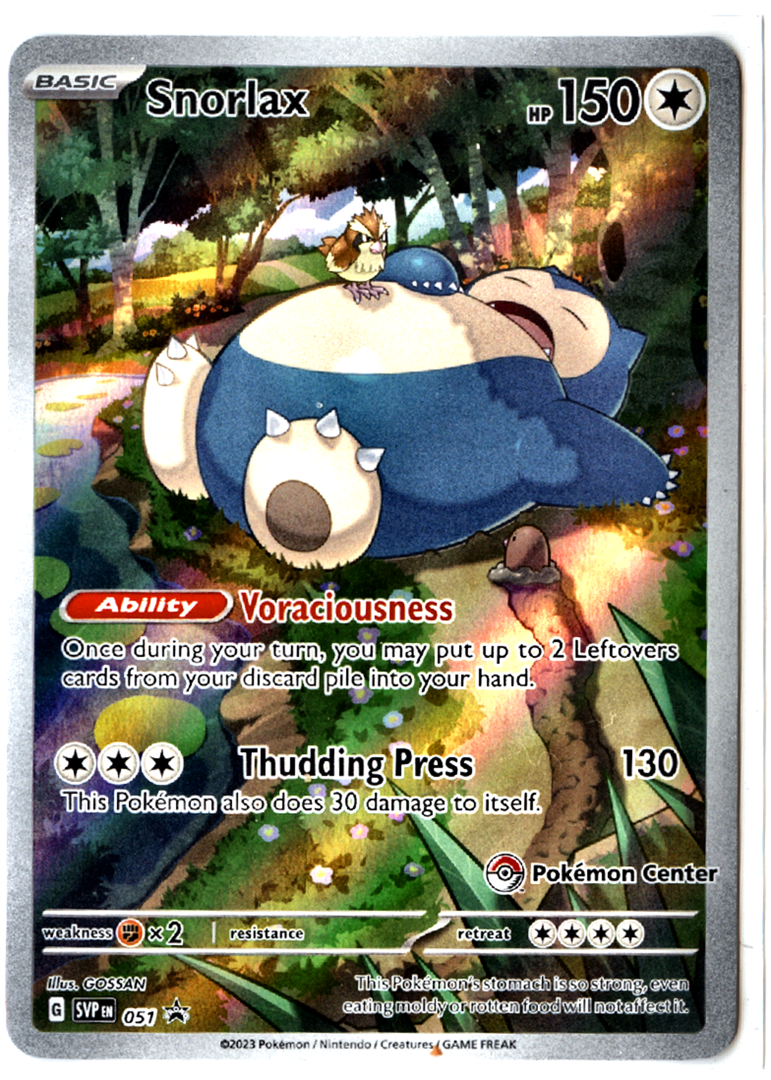 Snorlax - 51 - Scarlet & Violet Black Star Promos - Pokemon Center Stamped — front