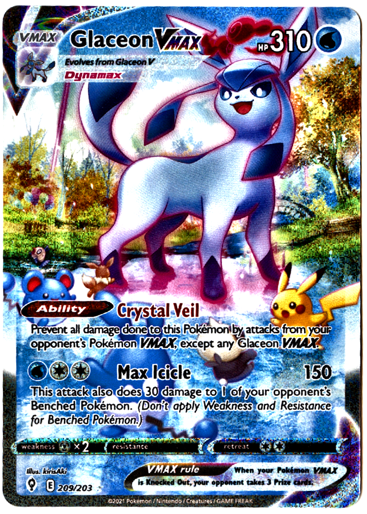 Glaceon VMAX - 209 - Evolving Skies - Near Mint — front